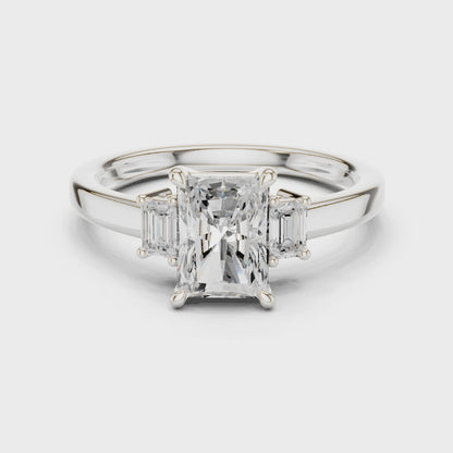 Radiant Three Stone Ring