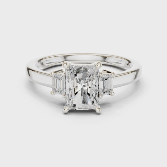 Radiant Three Stone Ring