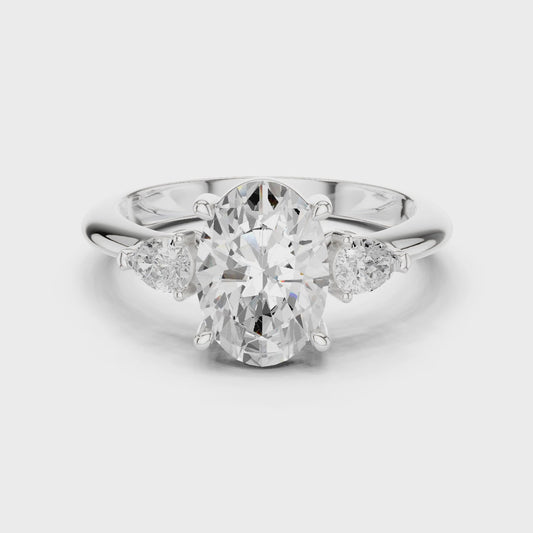 Portia Elegant Oval Diamond Three-Stone Ring