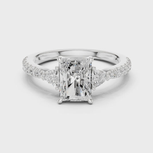 Thorne Radiant-Cut Three-Stone Pav茅 Diamond Ring