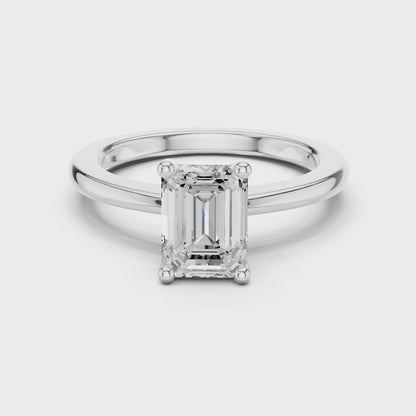 Emerald Elegance Solitaire Diamond Ring
