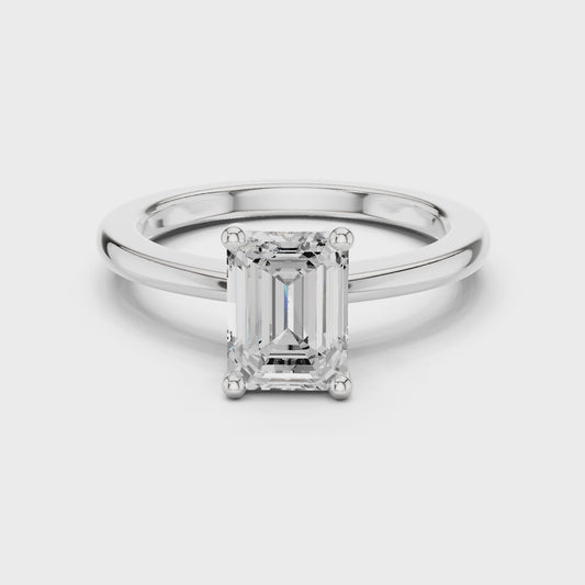 Emerald Elegance Solitaire Diamond Ring