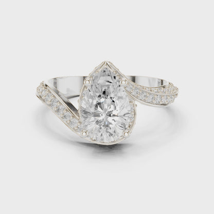 Twisted Pear Diamond Ring