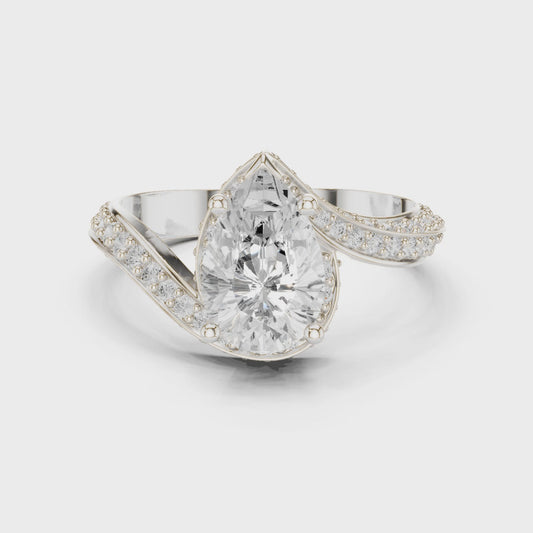 Twisted Pear Diamond Ring