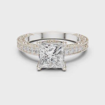 Yara Vintage Lace Princess Diamond Pavé Ring