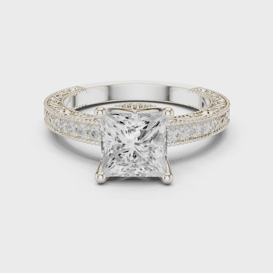 Yara Vintage Lace Princess Diamond Pavé Ring
