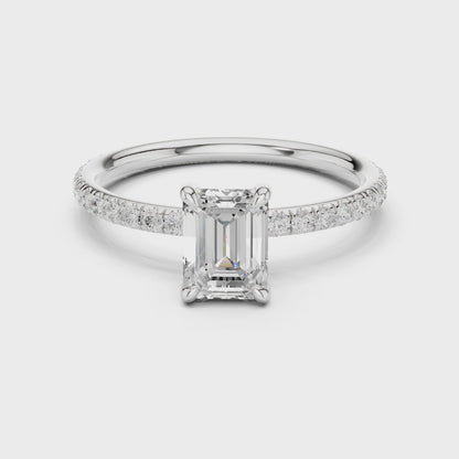 Cora Celeste Pavé Emerald Diamond Ring