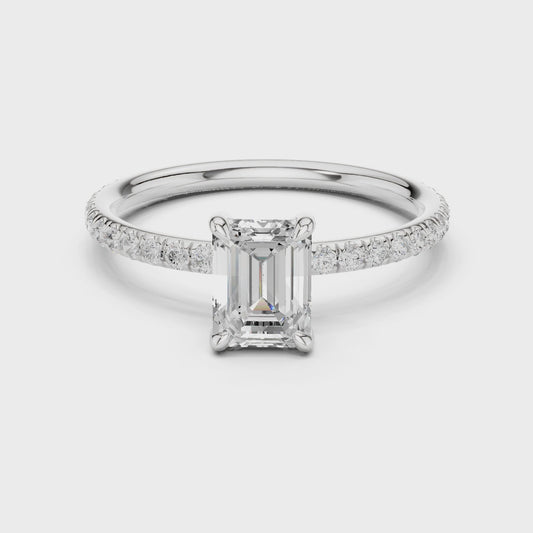 Cora Celeste Pavé Emerald Diamond Ring
