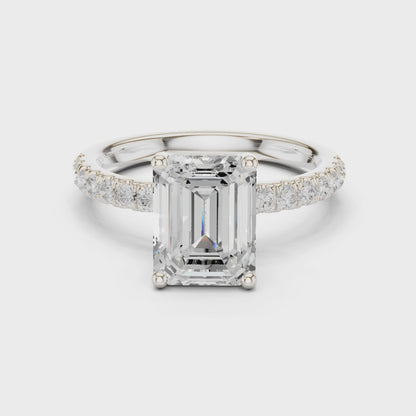 Cleo Celeste Pavé Emerald Diamond Ring