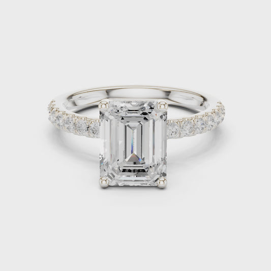 Cleo Celeste Pavé Emerald Diamond Ring