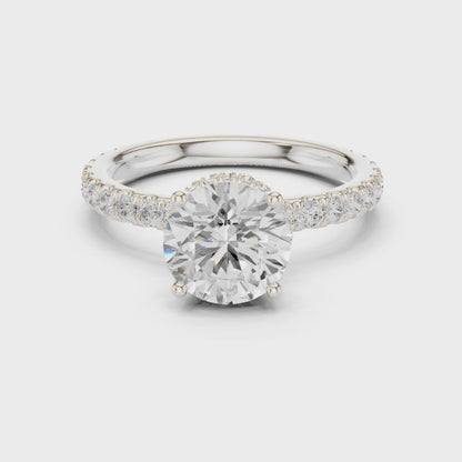 Ines Luxe Halo Round Diamond Pav茅 Ring