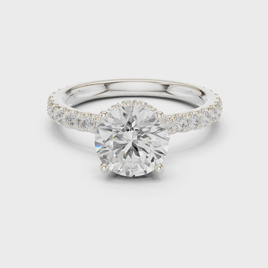 Ines Luxe Halo Round Diamond Pav茅 Ring