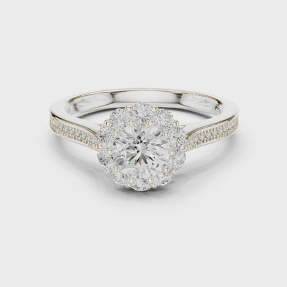 Floral Halo Diamond Engagement Ring