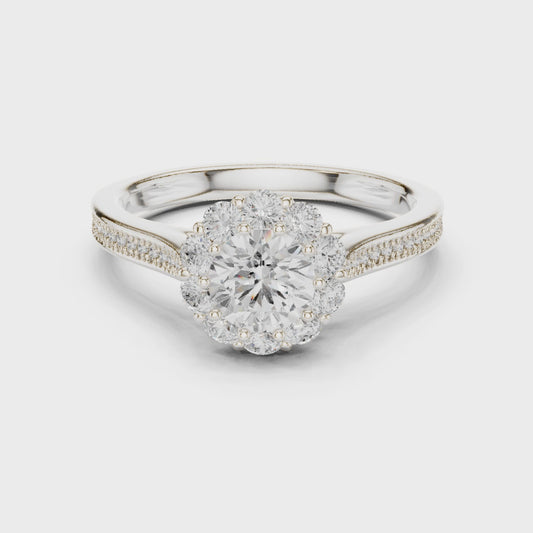 Floral Halo Diamond Engagement Ring