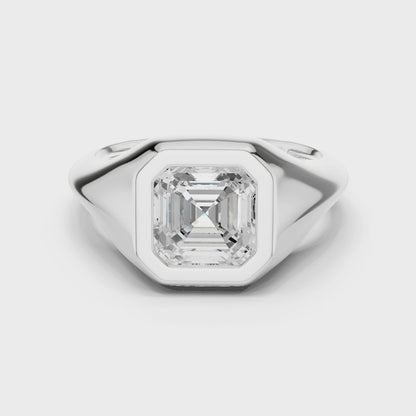 Axiom Bold Asscher Bezel Signet Diamond Ring