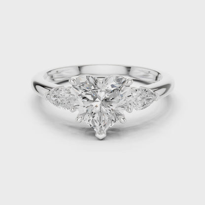 Amity Romantic Heart Three-Stone Diamond Ring