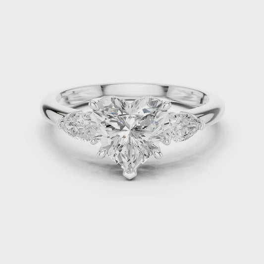 Amity Romantic Heart Three-Stone Diamond Ring