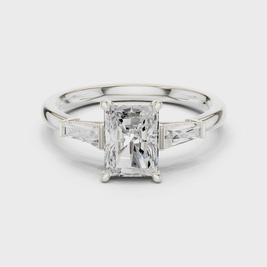 Radiant Three Stone Ring