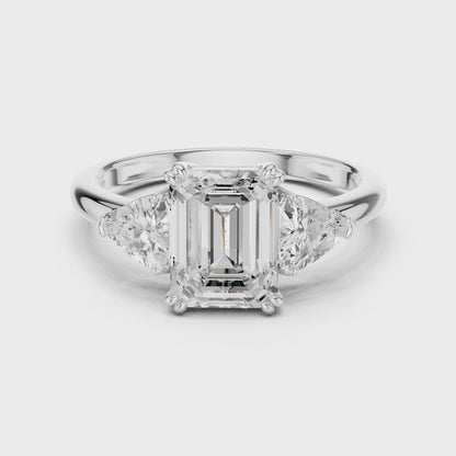Evander Radiant Emerald Three-Stone Diamond Ring