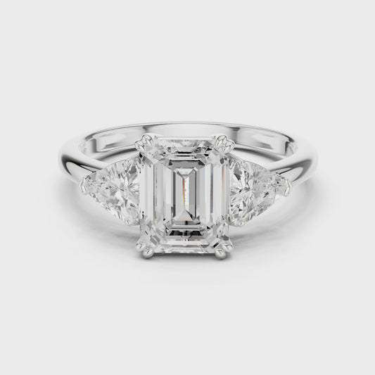 Evander Radiant Emerald Three-Stone Diamond Ring