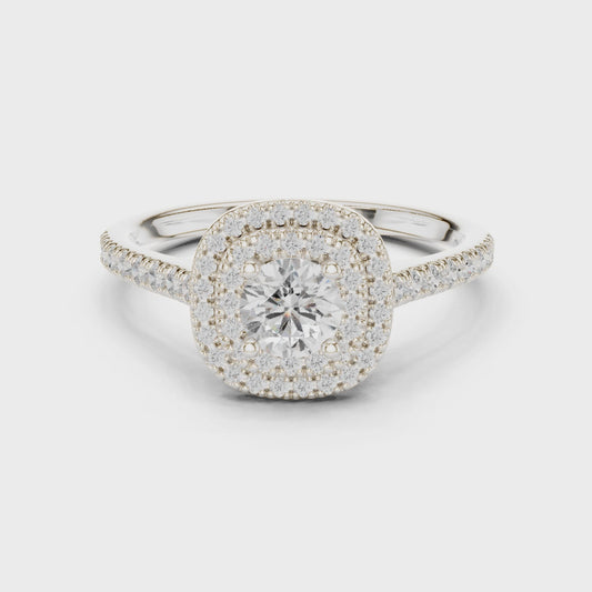 Double Halo Diamond Engagement Ring