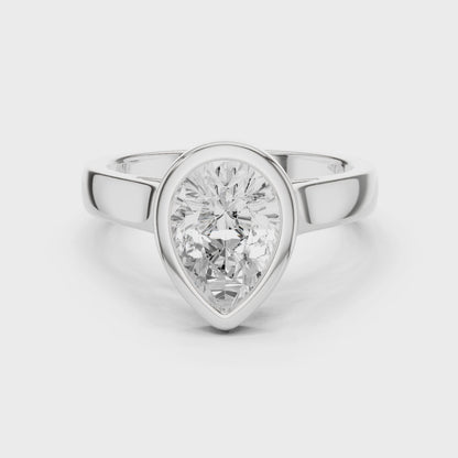 Aspen Graceful Pear Bezel Diamond Ring