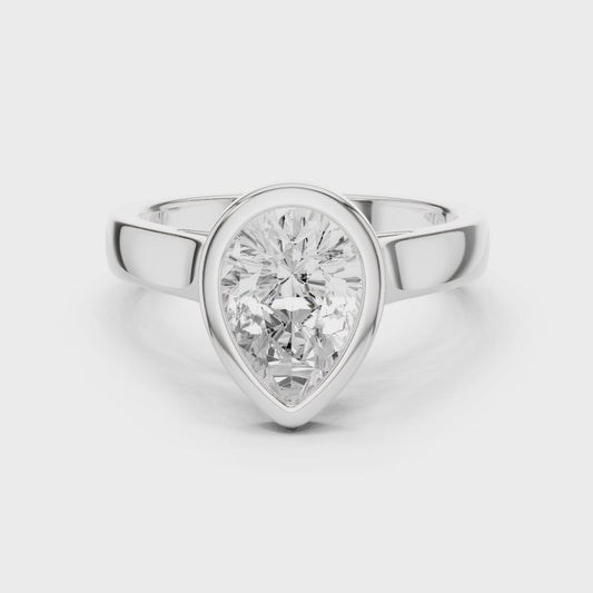 Aspen Graceful Pear Bezel Diamond Ring
