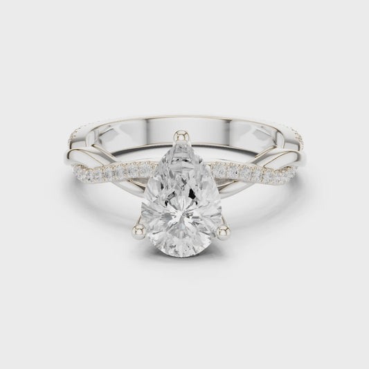 Opal Twilight Crisscross Pear Diamond Pavé Ring