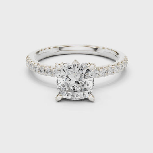Lexi Classic Pavé Cushion Diamond Ring