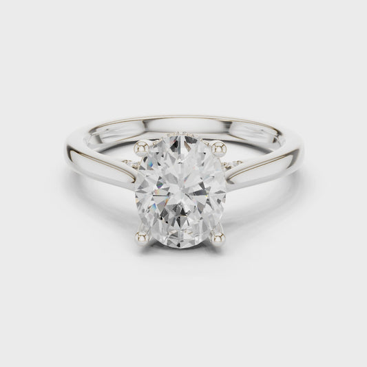 Pearl Aurora Split Shank Oval Diamond Ring