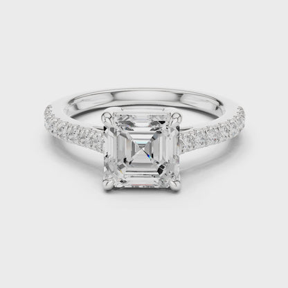 Avalon Asscher-Cut Pavé Diamond Ring