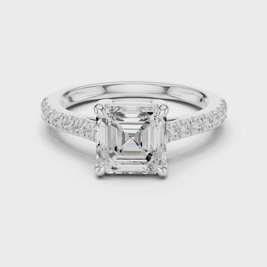 Avalon Asscher-Cut Pavé Diamond Ring