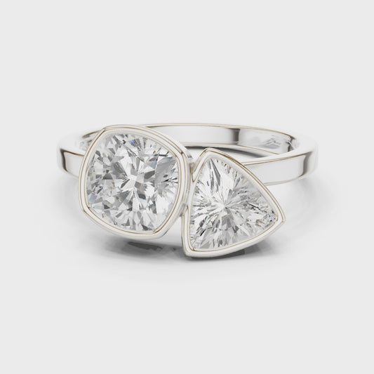 Bezal Cushion & Trillion Toi Et Moi Ring