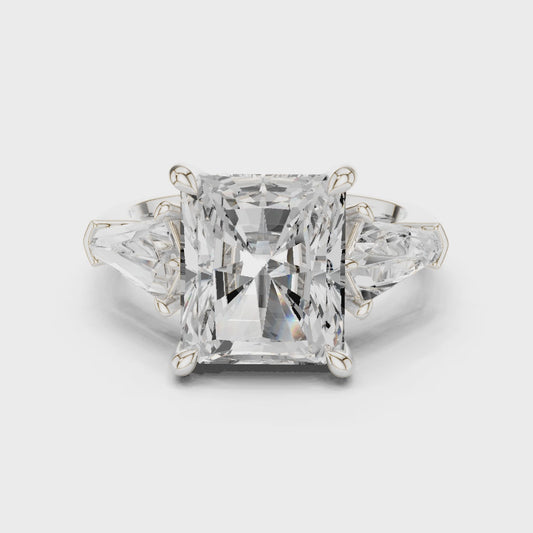 Vanguard Radiant Cut Diamond Trillion Side Ring