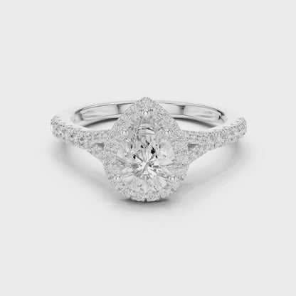 Marit Radiant Pear Halo Diamond Ring