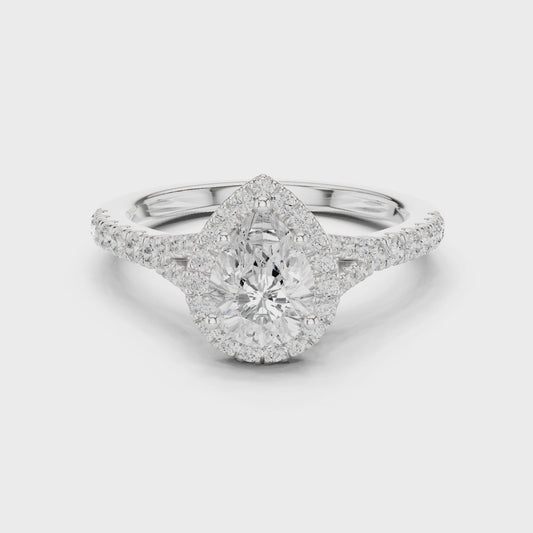Marit Radiant Pear Halo Diamond Ring