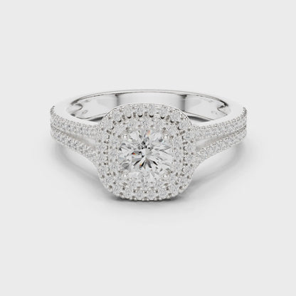 Triple Halo Diamond Engagement Ring