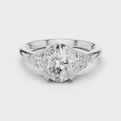 Isadora Graceful Oval Three-Stone Diamond Ring