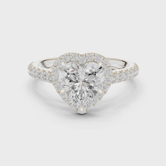 Levi Romantic Halo Heart Diamond Ring