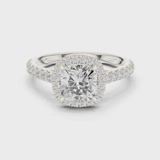 Kade Radiant Halo Cushion Diamond Ring