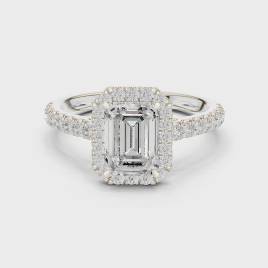 Kian Imperial Halo Emerald Diamond Ring
