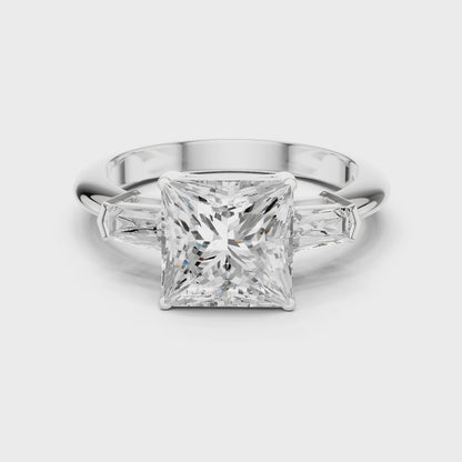 Empress Princess Diamond Three-Stone Ring