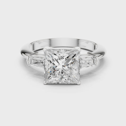Empress Princess Diamond Three-Stone Ring