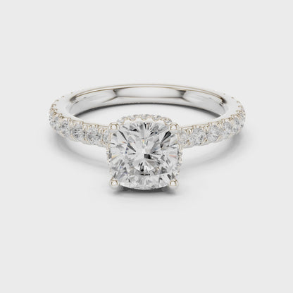 Cushion Hidden Halo Ring
