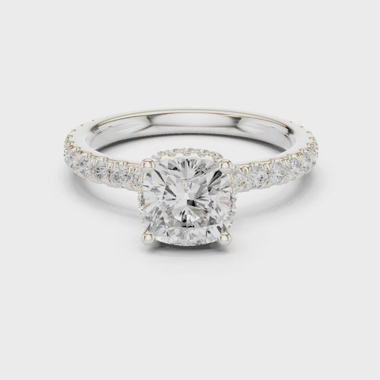 Cushion Hidden Halo Ring