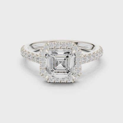 Joel Royal Halo Asscher Diamond Ring