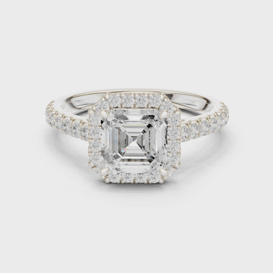 Joel Royal Halo Asscher Diamond Ring