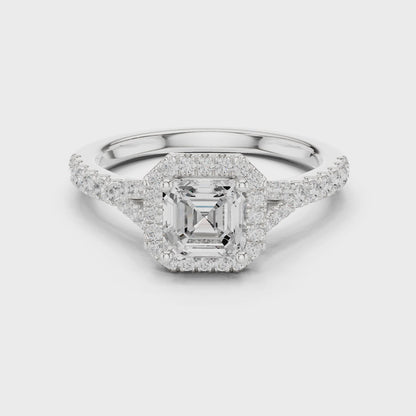 Flinders Asscher Halo Pav茅 Diamond Ring