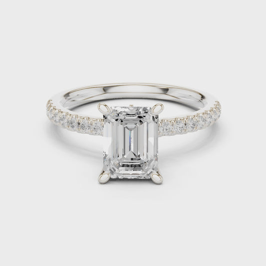 Remi Classic Pavé Emerald Diamond Ring