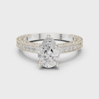 Wren Vintage Lace Pear Diamond Pavé Ring